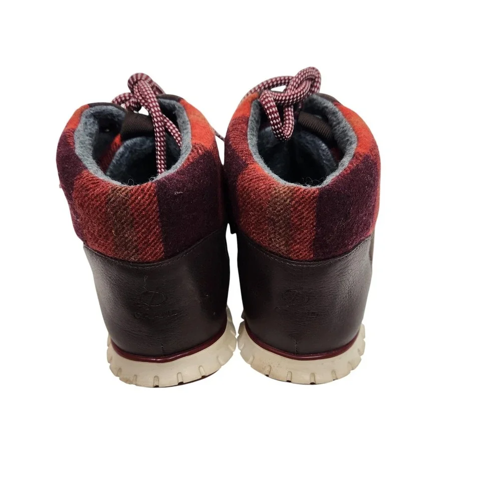 COLE HAAN Boots Womens 8 Brown Red Buffalo Plaid ZeroGrand Waterproof‎ Hiking